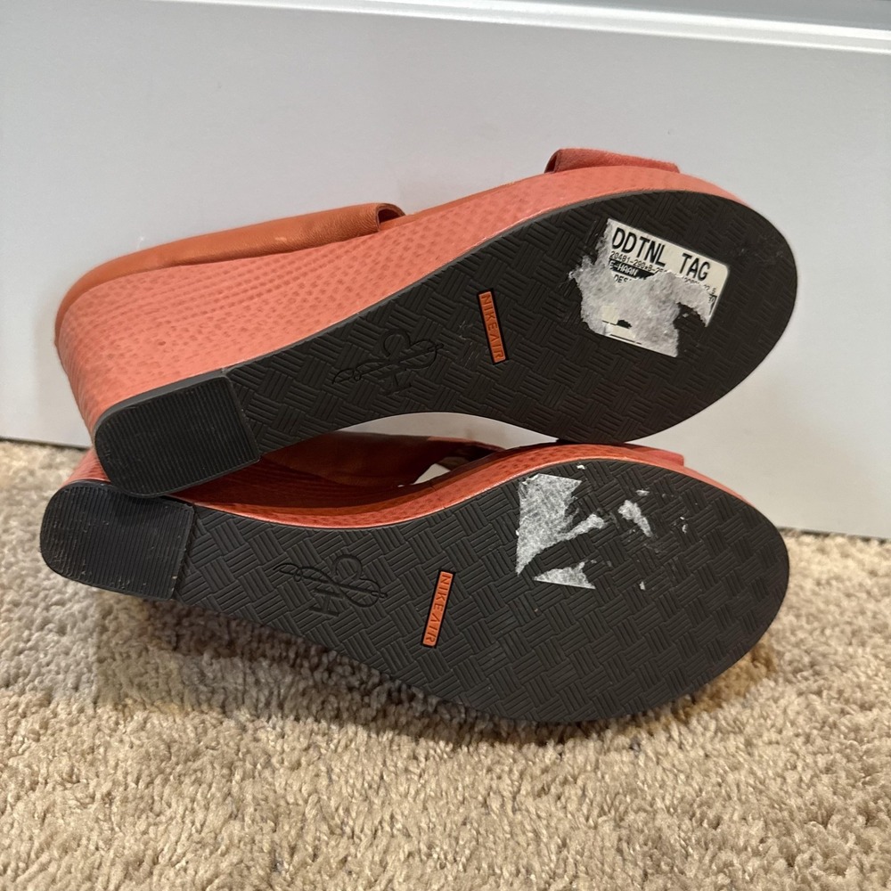 Cole Haan Sandals Shoes Womens Size 10 Orange Leather Wedge Zip Strappy Comfort - Picture 8 of 10